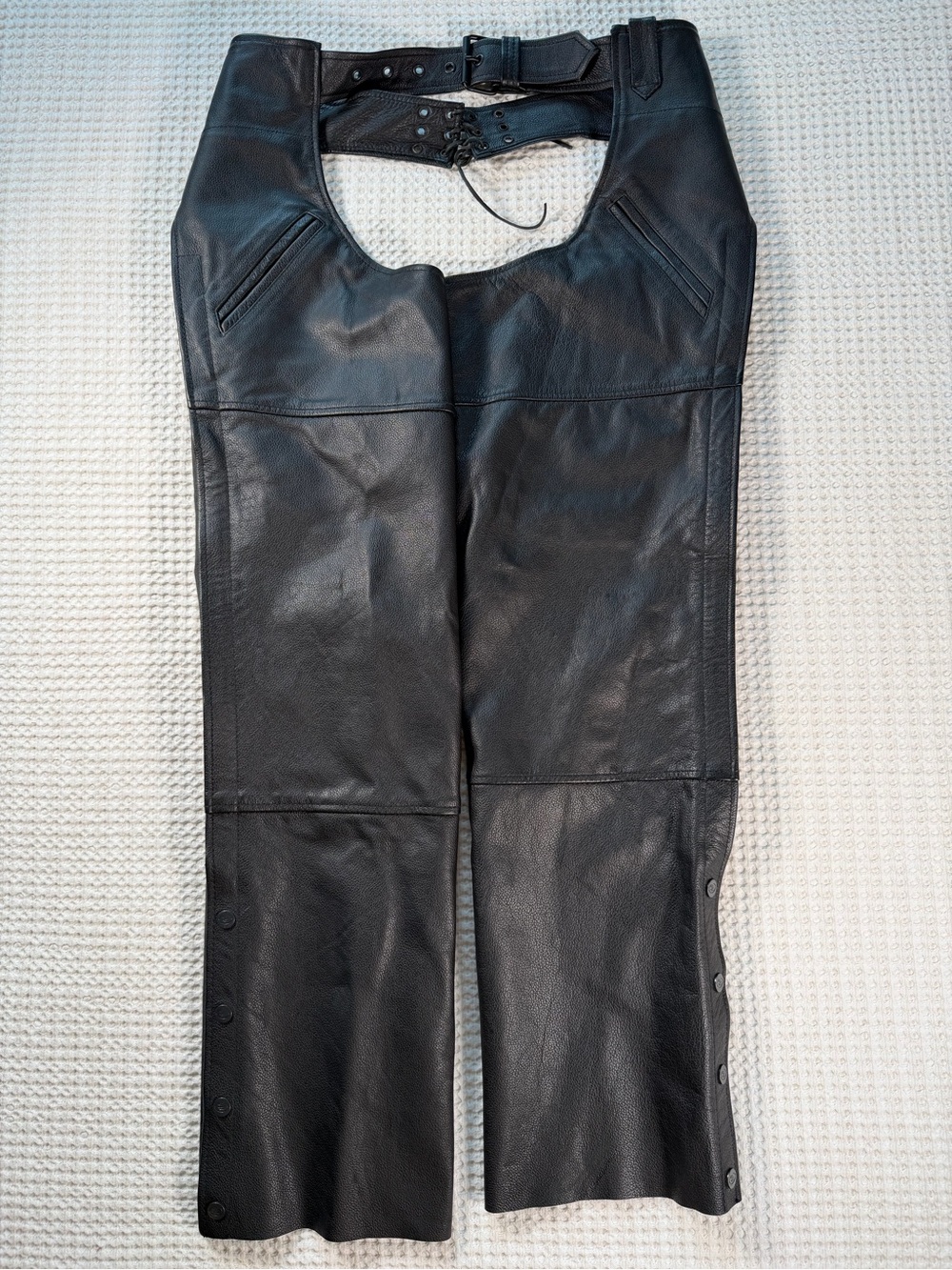🚫SOLD - NO AVAILABLE Street Legal Performance Leather Motorcycle Chaps Mens